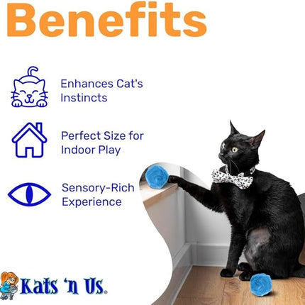 Kats'N Us 2 Inch Pack of 5 Real Rabbit Fur Pom Pom Cat Toy Balls – Multicolored Soft Interactive Toys for Indoor Cats & Kittens, Perfect for Chasing, Batting, Training & Self Play Fun