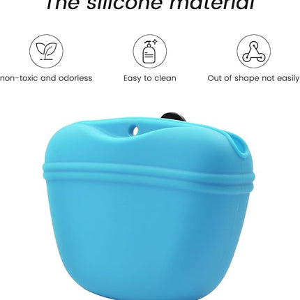 AUDWUD Silicone Dog Treat Pouch,With Dog Training Clicker,Clip on Portable Training Container,Convenient Magnetic Buckle Closing and Upgraded Waist Clip for Enhanced Stability