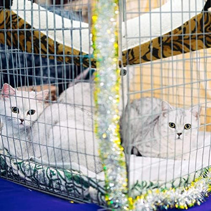 Jetec 2 Pieces Reversible Cat Hanging Hammock Soft Breathable Pet Cage Hammock with Adjustable Straps and Metal Hooks Double Sided Hanging Bed for Small Dogs Rabbits(Zebra, Tiger Stripes,L)