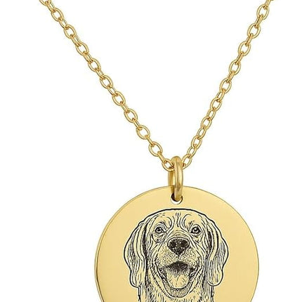 Happily Ever Custom 925 Sterling Silver Dog Portrait Necklace – Personalized Memorial Pet Jewelry with Photo Engraving – Handmade Gift for Dog/Cat Lovers – Animal Keepsake