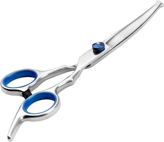 Curved Dog Grooming Scissors,Pet Hair Scissors with Safety Round Tips, Heavy Duty Titanium Stainless Steel, Professional Dogs Cats Pets Grooming Shears