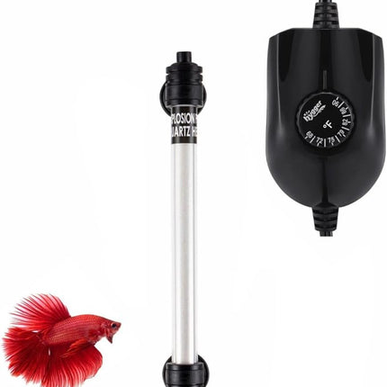 hygger 50W Mini Inline Quartz Glass Aquarium Heater with External Controller, Adjustable Submersible Betta Fish Tank Thermostat for 5-15 Gallon