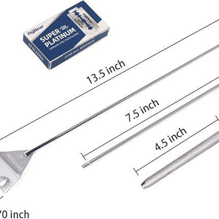 HOTOOLME Aquarium Scraper, 25.6" Stainless Steel Scraper Cleaning Razor with 10 Blades for Glass Aquarium Fish Tank