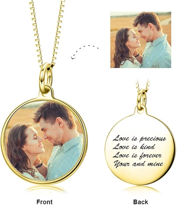 LONAGO Full Color Photo Picture Personalized Necklace Custom Etched Dog Tag Image Pendant with Message Name