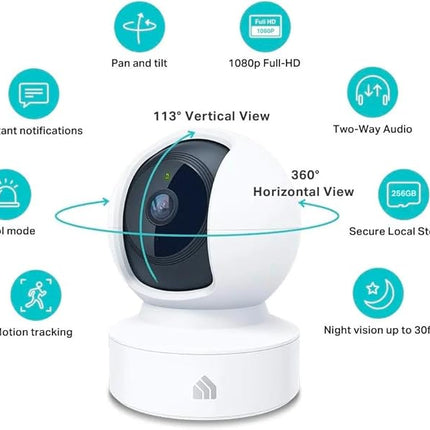 Kasa Indoor Pan/Tilt Smart Security Camera, 1080p HD Dog-Camera,2.4GHz with Night Vision,Motion Detection for Baby and Pet Monitor, Cloud & SD Card Storage, Works with Alexa& Google Home (EC70), White