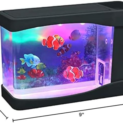 Lightahead Artificial Mini Aquarium A Sensory Multi Colored LED Swimming Fish Tank with Bubbles
