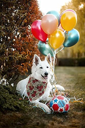 Lionheart glory Dog Bandana 1 Pack Washable Soft Cotton Rose Leopard Bibs Scarf, Adjustable Kerchief Square Dog Bandanas for Small Dogs