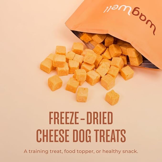 WagWell Freeze Dried Cheese Dog Treats - Grain-Free, High-Protein Pasteurized Dog Treats Made in The USA - Human-Grade, Minimally Processed & Preservatives Free