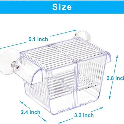 Fish Breeding Box Aquarium Holding Tank Transparent Fish Isolation Box Acclimation Hatchery Incubator Breeder for Betta Shrimp Clownfish Guppy Small