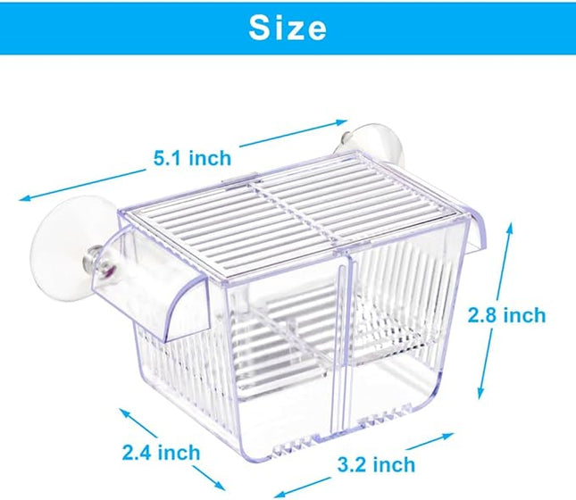 Fish Breeding Box Aquarium Holding Tank Transparent Fish Isolation Box Acclimation Hatchery Incubator Breeder for Betta Shrimp Clownfish Guppy Small
