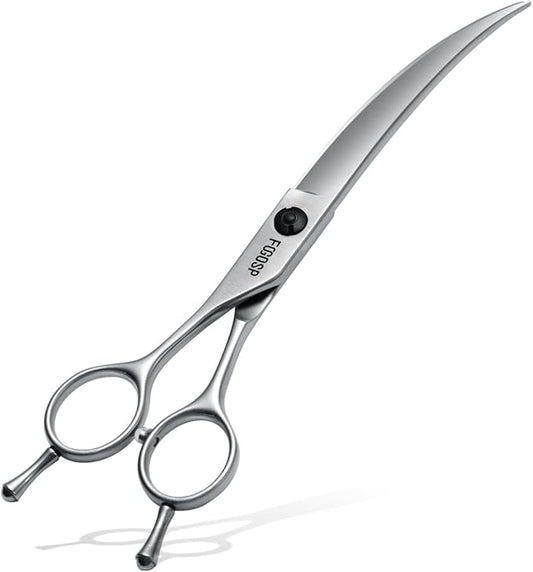 Professional Left Handed Curved Dog Grooming Scissors for Lefty Groomers 35° Arc Grooming Shears for Dogs Pet Cat Japanese 440C Sharp and Durable(7.0 in,Lefty)