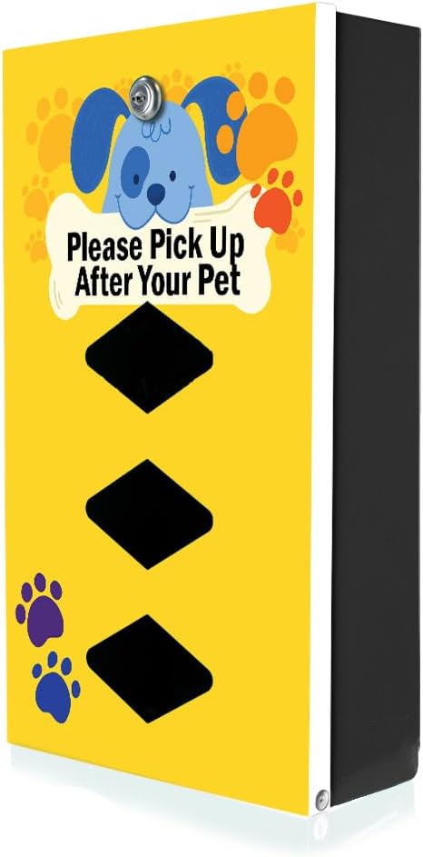 Dispense-Art™ Collection Cartoon Dogs - Custom UV Printed Design on Rust-Proof Aluminum Starter Dog Waste Station/roll Bag System - Includes 400 Dog Waste Bags & 10x12 Sign