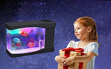 Lightahead Artificial Mini Aquarium A Sensory Multi Colored LED Swimming Fish Tank with Bubbles