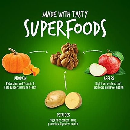 Fruitables Baked Dog Treats, Healthy Pumpkin Treat for Dogs, Low Calorie & Delicious, No Wheat, Corn or Soy, Made in the USA, Pumpkin and Apple Flavor, 12oz