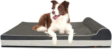 Laifug Orthopedic Memory Foam Extra Large Dog Bed with Pillow and Durable Water Proof Liner & Removable Washable Cover & Smart Design (Large (46"x28"x8"), Grey)