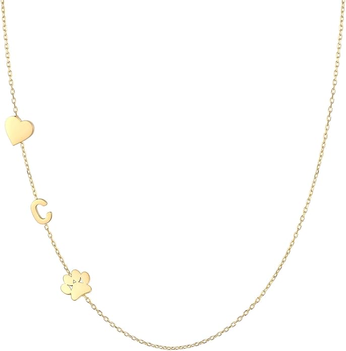 Personalized Sideways Paw Print and Initial Necklace, Dog Cat Mom Gift Pet Memorial Gifts Mothers Day for Women