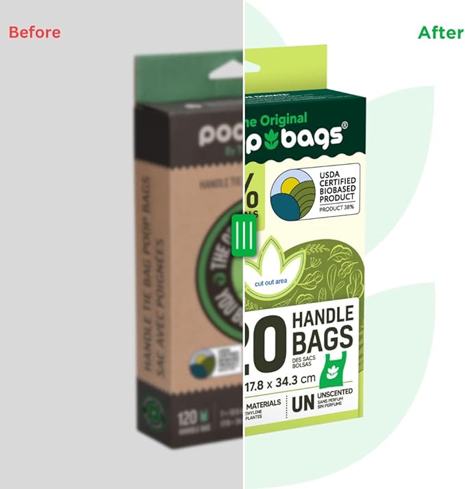 The Original Poop Bags® Dog Poop Bags with Handles, 38% USDA Biobased, Leak-Proof & Easy Tie Waste Bags for Dogs, Unscented, 120 Count