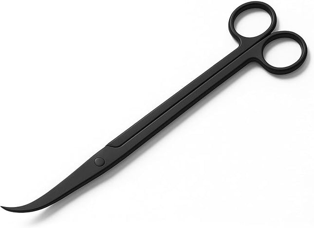 Mandala Crafts 10 Inches Black Stainless Steel Curved Aquarium Scissors for Trimming Aquatic Plants – Bent Aquascape Scissors for Fish Tanks, Hospital Tanks, Goldfish Bowls, and Terrariums
