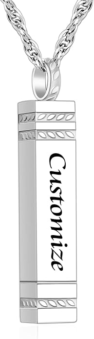 abooxiu Urn Necklace for Ashes Memorial Cremation Jewelry for Ashes Stainless Steel Ashes Jewelry Cube Ashes Necklace Bar Urn Pendant for Women Men