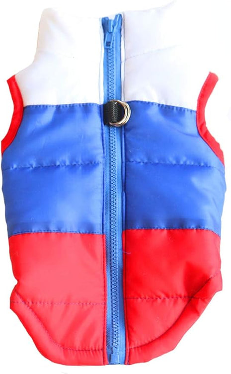 Winter Warm Dog Coat for Cold Weather - Windproof & Waterproof, Small & Medium Sizes (White + Sapphire + Red)