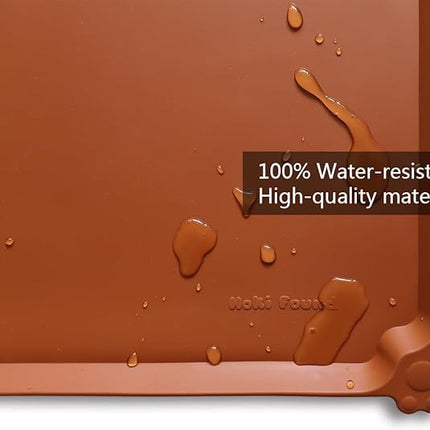 Hoki Found X-Large Silicone Pet Food Mats - Non Slip Pet Dog Cat Bowl Mats - Caramel