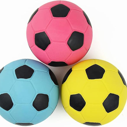 Squeaky Dog Ball, Soft Latex Rubber Squeaky Dog Toys for Small Dogs Puppies, Cute Bounce Squeak Toys Play Fetch Soccer Ball