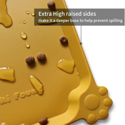 Hoki Found Silicone Pet Food Mats Tray - Dog Pet Cat Feeding Mat - Waterproof Dog Cat Food Mats -Pet Water Mats for Carpet -Honey