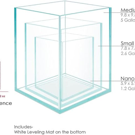 Nano Tall Rimless Frameless Extra Clear Glass Aquarium, Low Iron Glass Tank, 5mm Glass, White Leveling Mat Included, w/Lids Options