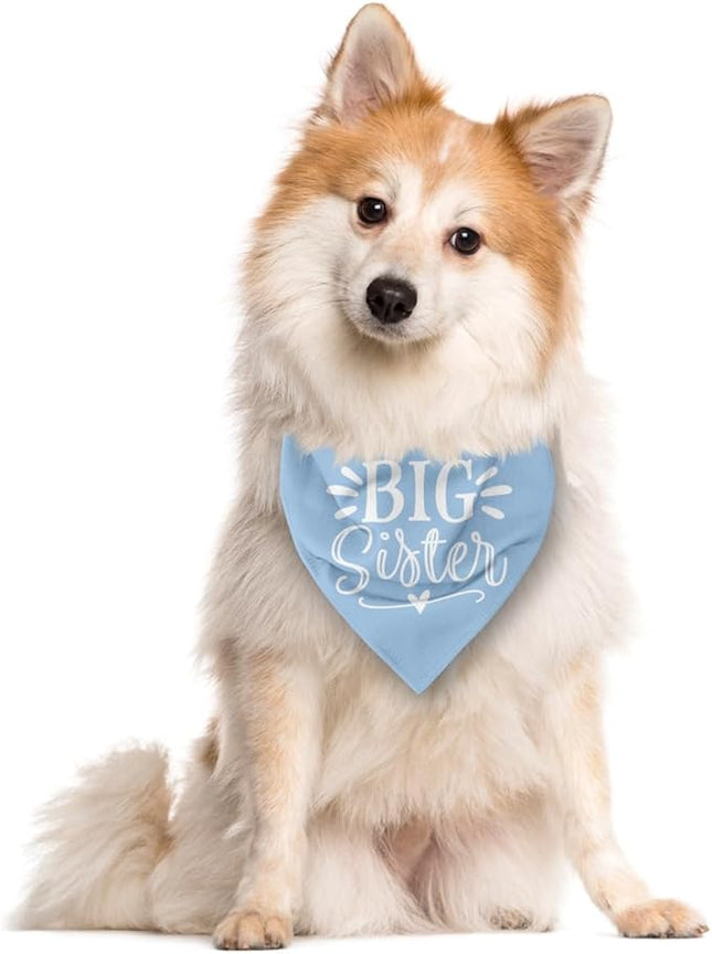Big Sister Dog Bandanas, Light Blue Pet Scarf Accessories, Pet Triangle Scarf, Dog Bandana for Large Dogs, Baby Announcement Dogs Bandana (L)