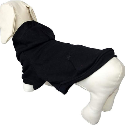 Lovelonglong Blank Basic Hoodie Sweatshirt for Dogs 100% Cotton Fits Small Medium Dachshund Large Dog Black D-L