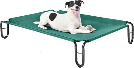pettycare Elevated Outdoor Dog Bed - Dog Cots beds for Medium Dogs, Waterproof Raised Dog Bed Easy to Assemble, Cooling Elevated Dog Bed with Teslin Mesh, Durable, Non Slip, Up to 40 lbs,Green