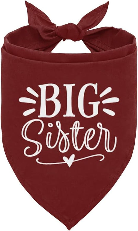 Big Sister Bandana for Dogs, Dog Pregnancy Announcement, Dark Red Dog Bandana, Pet Bandana for Small Medium Large Dogs (M)