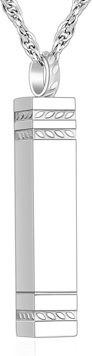 abooxiu Urn Necklace for Ashes Memorial Cremation Jewelry for Ashes Stainless Steel Ashes Jewelry Cube Ashes Necklace Bar Urn Pendant for Women Men
