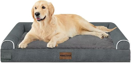 Large Dog Bed Orthopedic Washable: Beds Bolster XL Bed Big XLarge Dogs Memory Foam Sofa Couch Waterproof Removable Cover - Dark Grey