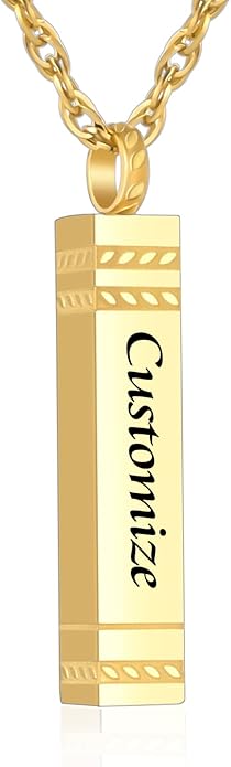 abooxiu Urn Necklace for Ashes Memorial Cremation Jewelry for Ashes Stainless Steel Ashes Jewelry Cube Ashes Necklace Bar Urn Pendant for Women Men