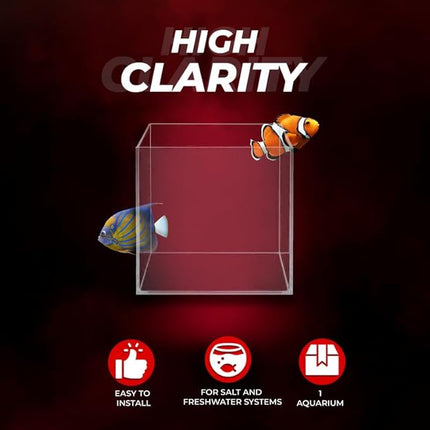 Aquatop High Clarity Low Iron Glass Cube Aquarium, 4.12 Gal – 5mm Thick Glass – Slim Design – Fresh & Saltwater – Desktop Tank with Silicone Sealing