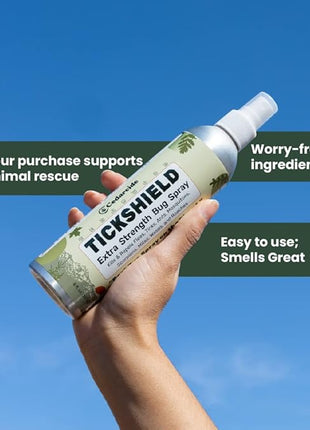 Cedarcide Extra- Strength Tickshield | Deep Woods Cedar Oil Tick & Mosquito Repellent Spray Kills & Repels Ticks, Fleas, Chiggers and Mosquitoes| For People & Pets | Natural Essential Oils | 4 Oz