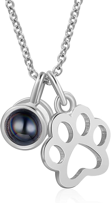Customized Paw Print Necklace Personalized Pet Name Necklace Custom Engraved Dog Cat Paw Pendant Necklace Pet Memorial Gift for Pet Lovers