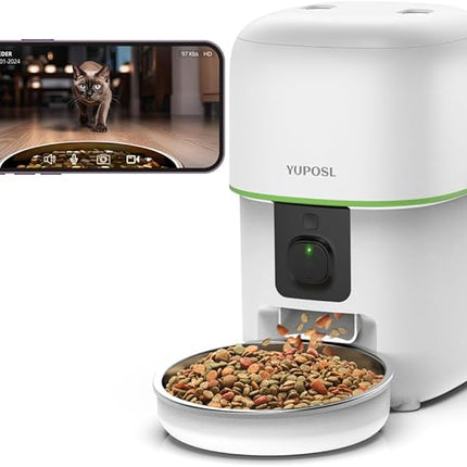 Automatic Cat Feeder with Camera - 5G WiFi Auto Cat Food Dispenser, 1080P HD Video with Night Vision, 1-15 Meals, 1-99 Portions, 2-Way Audio, Keeps Food Fresh, Timed Pet Feeder Also for Dogs