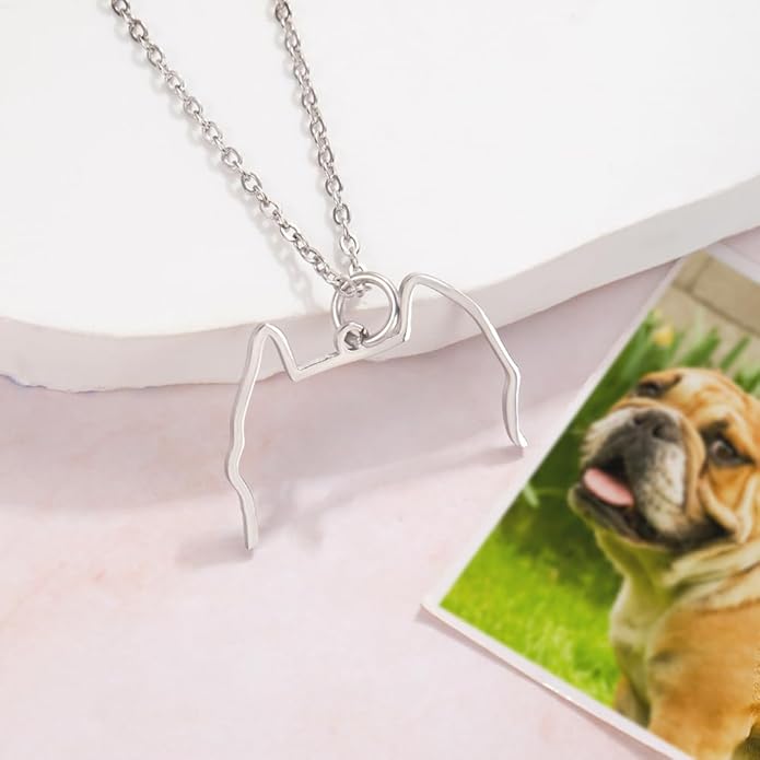 AILIN Stainless Steel Dog Necklace For Women Custom Dog Ear Pendant Necklace For Her Personalized Cat Silhouette Necklace For Mom Pet Jewelry Memorial Gifts