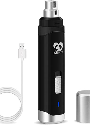 Casfuy Dog Nail Grinder Upgraded - Professional 2-Speed Electric Rechargeable Pet Nail Trimmer Painless Paws Grooming & Smoothing for Small Medium Large Dogs & Cats (Black)