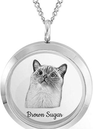 callie Personalized Pet Fur Memorial Necklace - Custom Name, Dog Cat Hair Ashes Storage Glass Necklace, Birthday Memory Jewelry Gifts for Women Pet Lovers