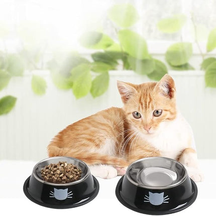 Cat Bowls for Food and Water,2PCS Rapsrk Non-Slip Stainless Steel 8 Oz Pet Bowl with Removable Rubber Base Dog Bowl
