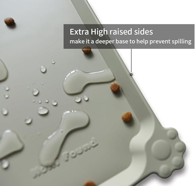 Hoki Found X-Large Silicone Pet Feeding Mats - Non Slip, Waterproof Dog & Cat Food Mats - Placemats for Carpet - Cream Green