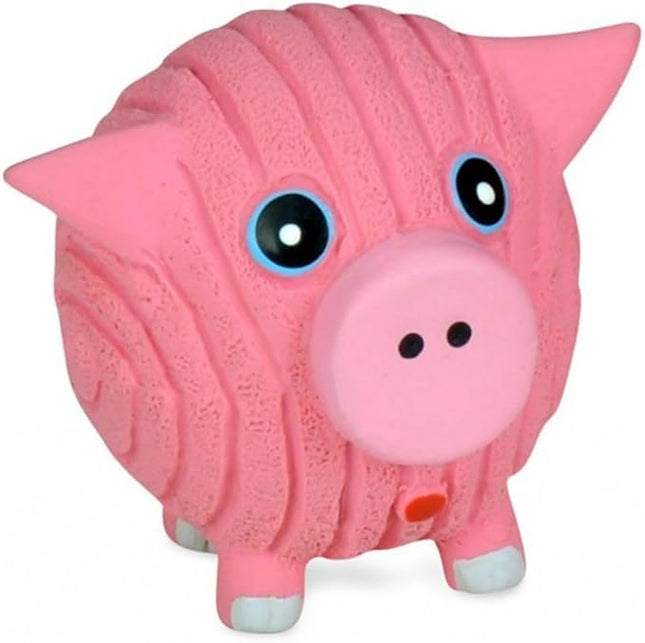 HuggleHounds Ruff-Tex Latex Ball Dog Toy - Dog Toys Rubber, Puppy Toys, Puppy Essentials, Heavy Duty Squeaky Ball for Small, Medium & Large Dogs, All Breeds - Hamlet Pig, Large