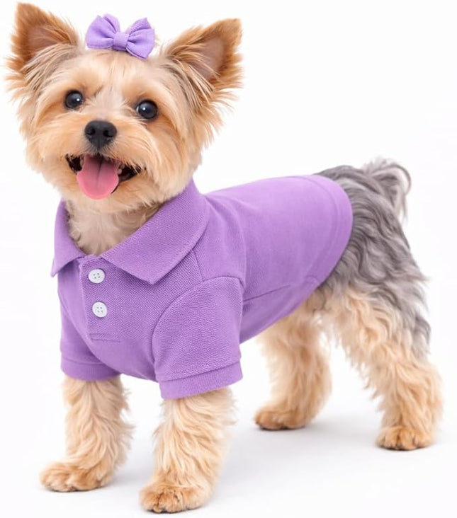 lovelonglong Basic Dog Polo Shirts Premium Cotton, Polo T-Shirts for Large Medium Small Dogs with a Two-Button Collar Blank Color Violet M