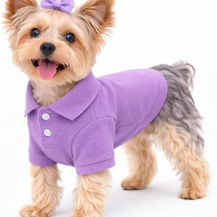 lovelonglong Basic Dog Polo Shirts Premium Cotton, Polo T-Shirts for Large Medium Small Dogs with a Two-Button Collar Blank Color Violet S