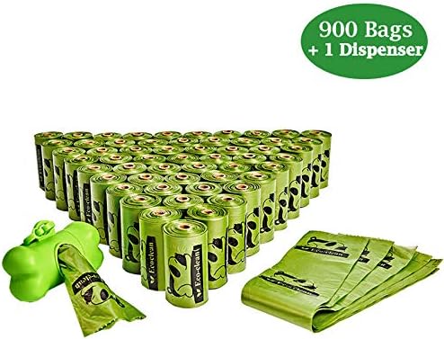 ECO-CLEAN Dog Poop Bags, 60 Rolls / 900 Count Dog Waste Bags with Dispenser and Leash Clip, Unscented, Extra Thick and Strong Poop Bags for Dogs