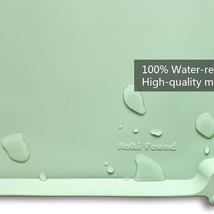 Hoki Found Large Silicone Pet Food Mats Tray - Non Slip Dog Cat Bowl Mats Placemat - Pet Feeding Mat - Waterproof Dog Cat Food Mats -Pet Water Mats for Floors - Jade