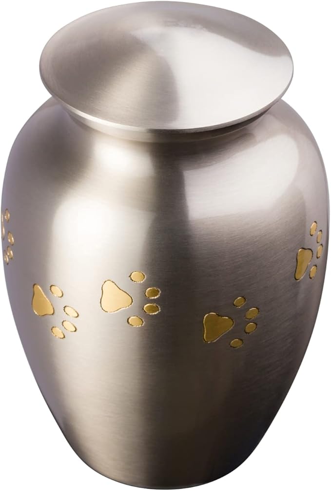 Ottillie Paws Elite Series Personalized Pet Urn for Dogs and Cats - Pet Memorial Urns with Custom Engraving (Pewter, Horizontal, Brass, X-Large)